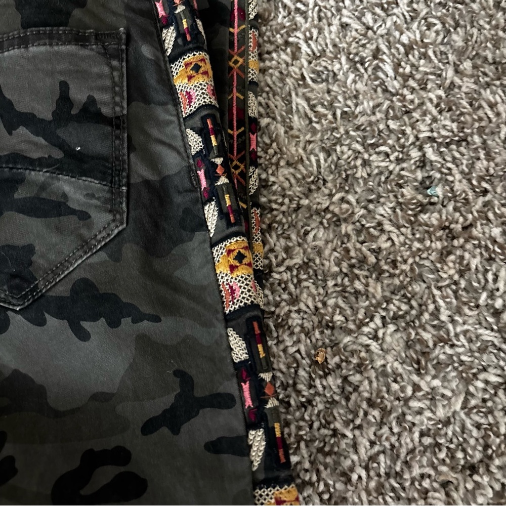 DRIFTWOOD High Rise Camouflage Jeans with Red and Orange Trim - Picture 13 of 14